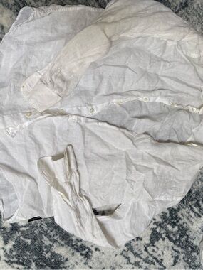 Men's Classic Armani White Linen Button-Up Shirt